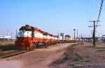 SL&SF, Saint Louis and San Francisco SD40-2 952-GP40-2 751-SD45 946-SD40-2 956, pulling into Cherokee Yard at Tulsa, Oklahoma. September 6, 1980. 